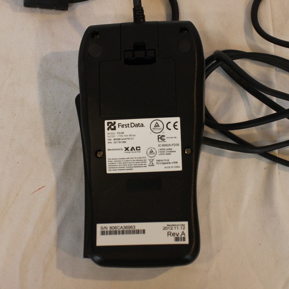 First Data FD-35 Card Terminal w/ USB Cable (Tested & Working)