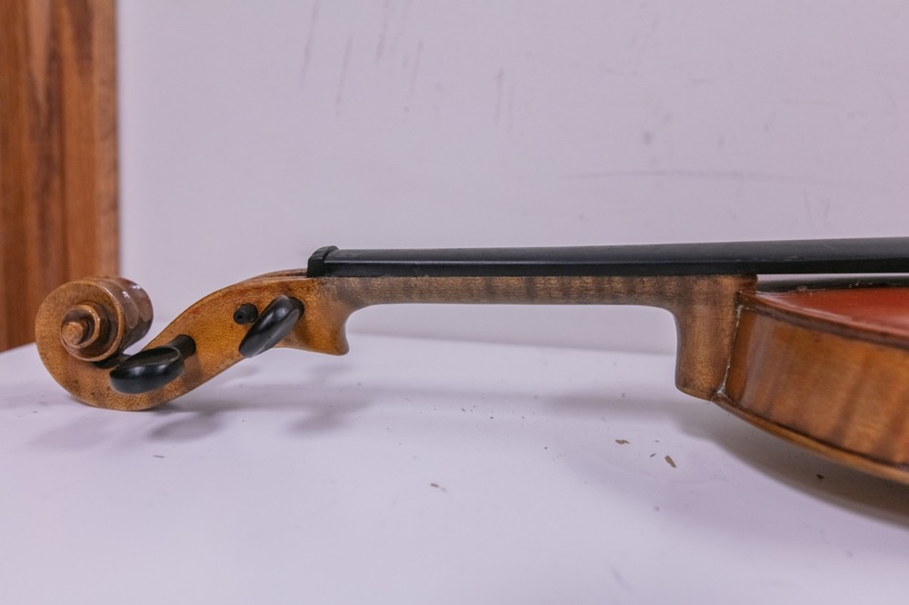 Antique - German 4/4 Stradivarius Violin - Needs Strings w/ Case & Bow