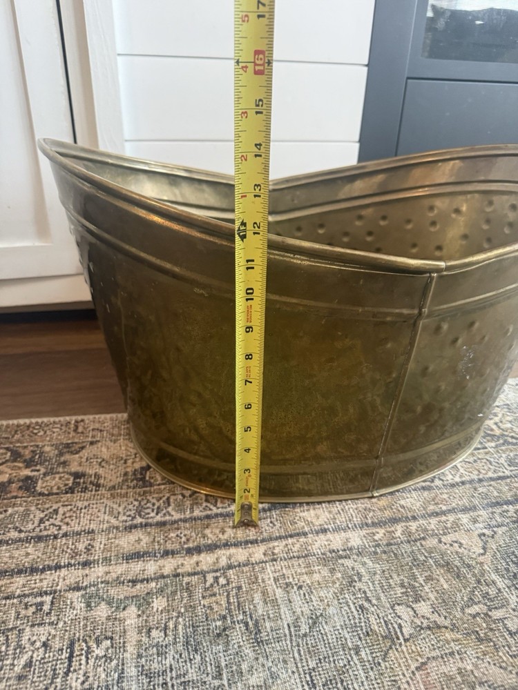 Hammered Brass Coal Hod Vintage Decorative Fireplace Container