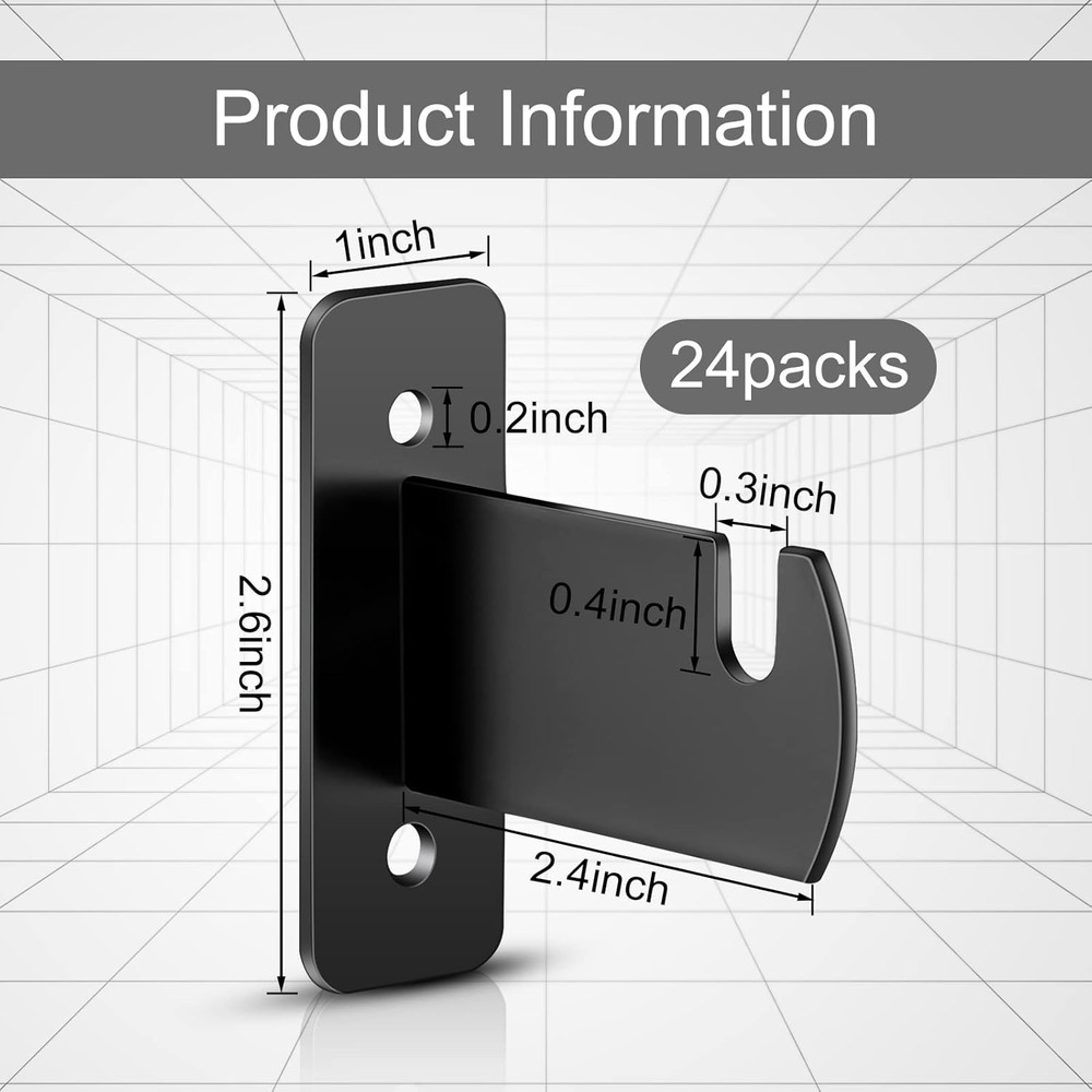 24 Pcs Gridwall Mount Brackets Metal Grid Wall Panel Brackets Display Hooks Spac