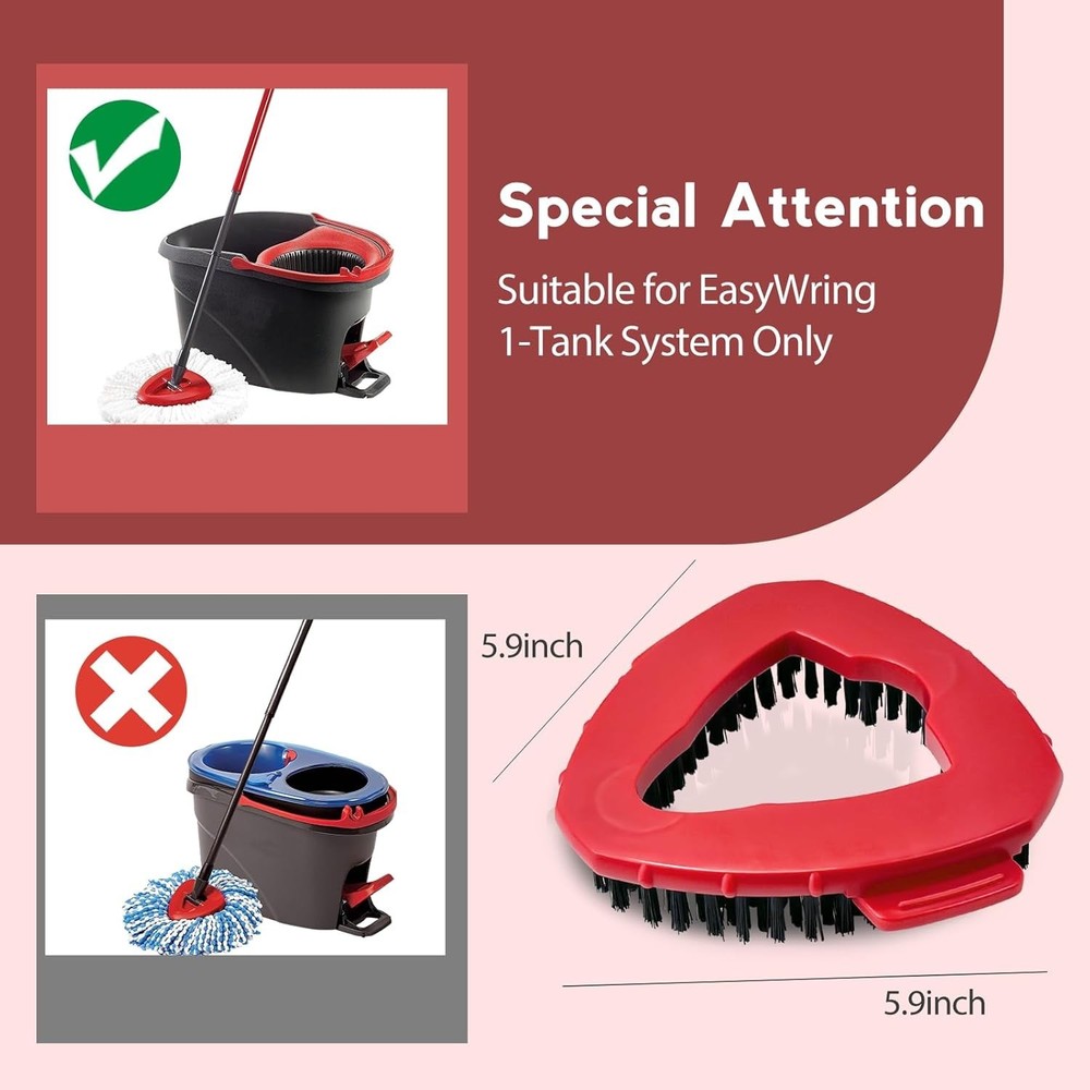Versatile Red Scrub Brush Heads for Oceda EasyWring - 2 Durable Attachments