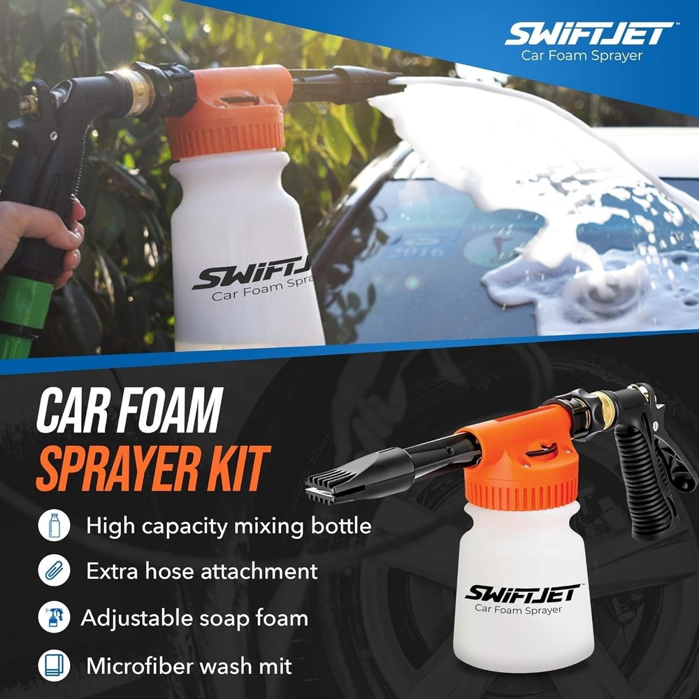 Orange Foam Cannon with Microfiber Mitt
