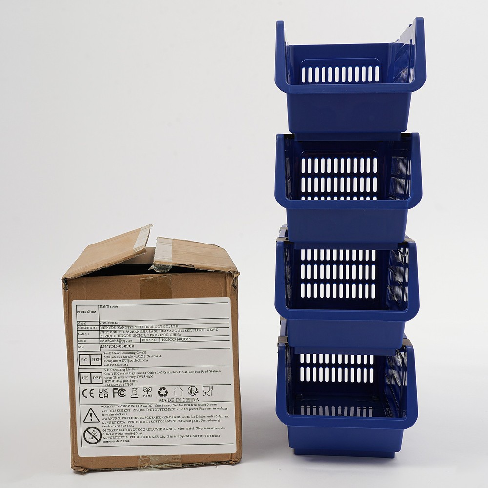 4 PCS Stacking Storage Baskets, PP Plastic Stackable Organizer Bins 76x34x24cm