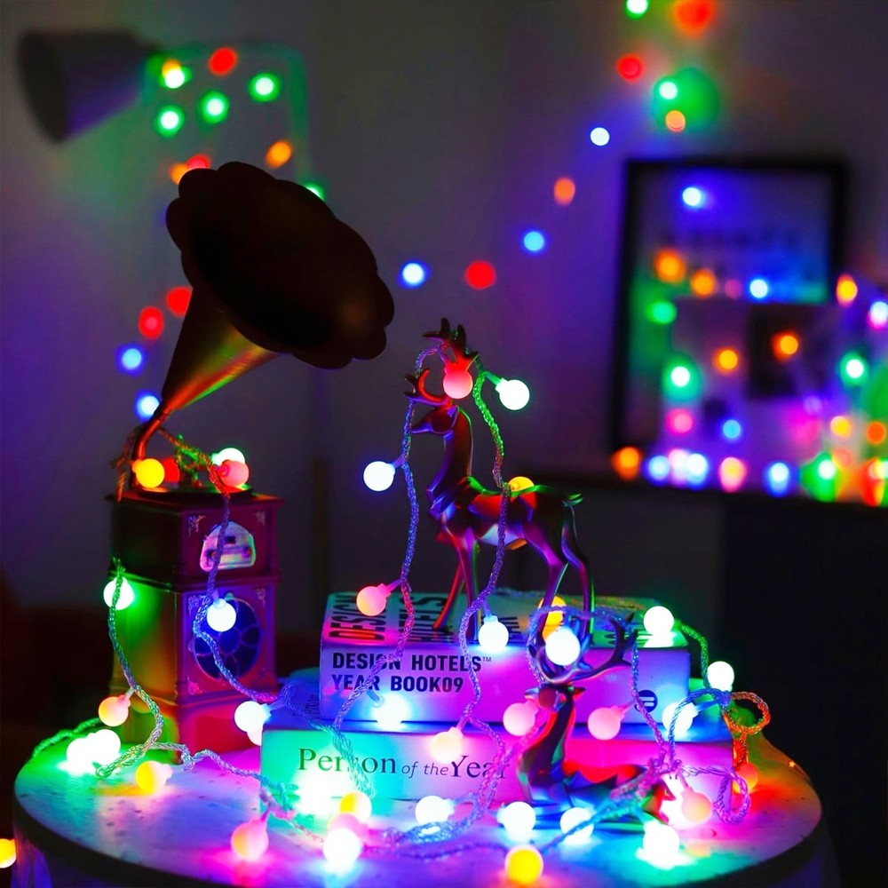 LED 100 LEDs Globe String Lights Waterproof Outdoor String Lights Extendable