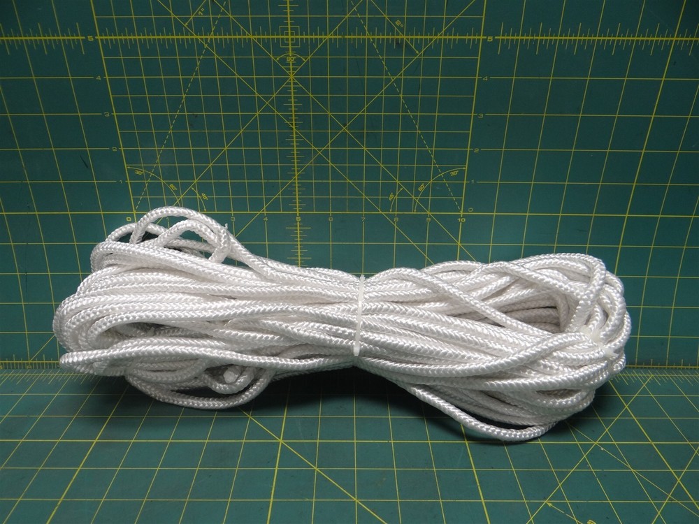 1/4" Diameter X 100' White Solid Braided Nylon Rope Lightweight Durable Marine