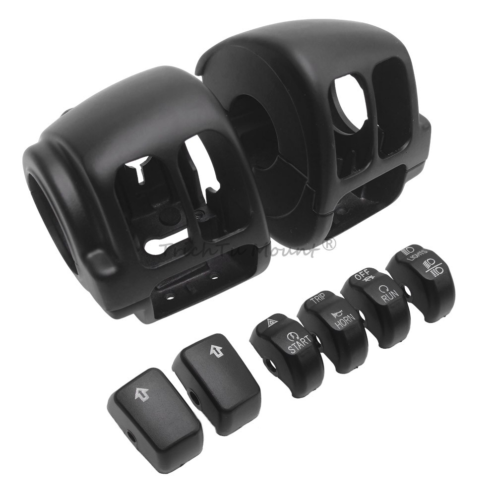 8PCS Handlebar Control Switch Housings Cover Button Caps For Harley Dyna Softail