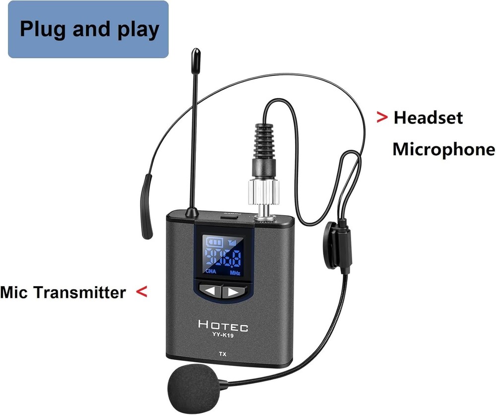 HOTEC Replacement Headset Microphone with 3.5mm Locking Screw Plug, Black