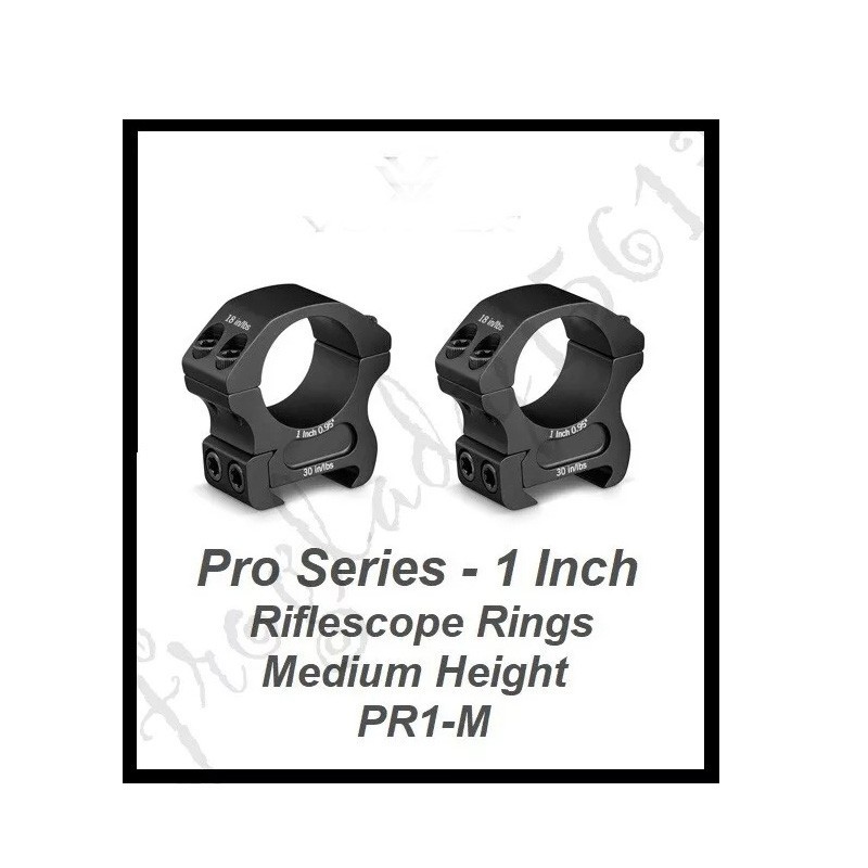 Vortex Optics Pro Series Scope Rings, 1" Medium Height, Black - PR1-M