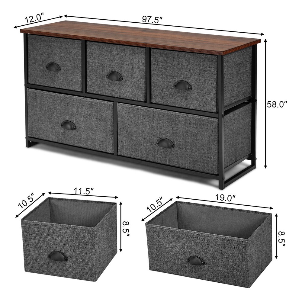 Multi Drawers TV Stand Storage Unit Side Table Display Organizer Dorm Room Black