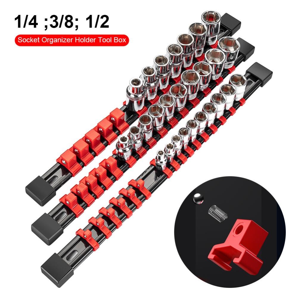 3Pcs Magnetic Socket Organizer Set Metric Socket Holder Tool Box Hold 43 Sockets