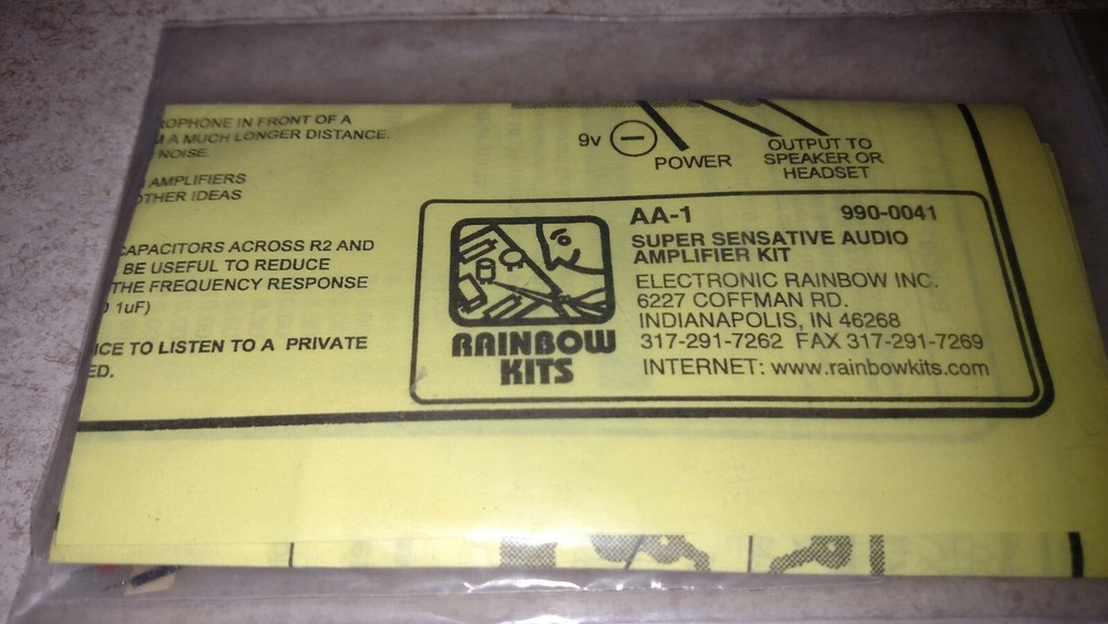 Rainbow Kit: AA1 Super-Sensitive Audio Amplifier Kit NEW