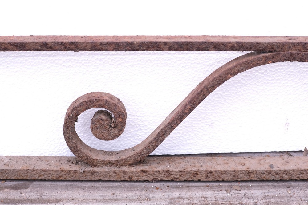 Antique Arched Spiraled Wrought Iron Transom Window