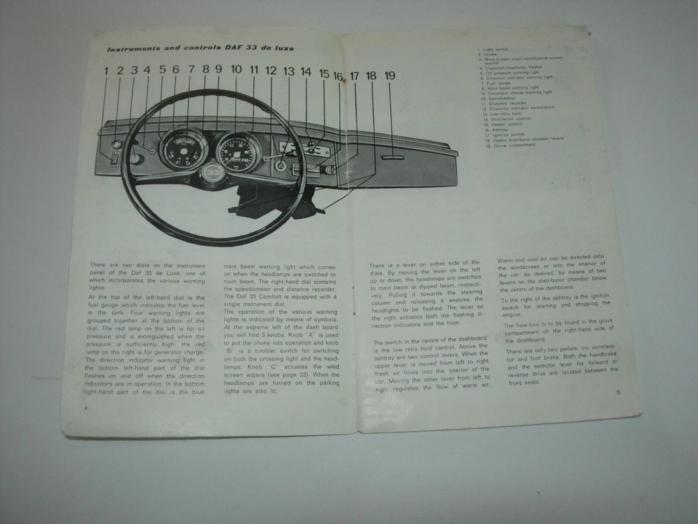 DAF 33 Owners Manual Handbook 1971