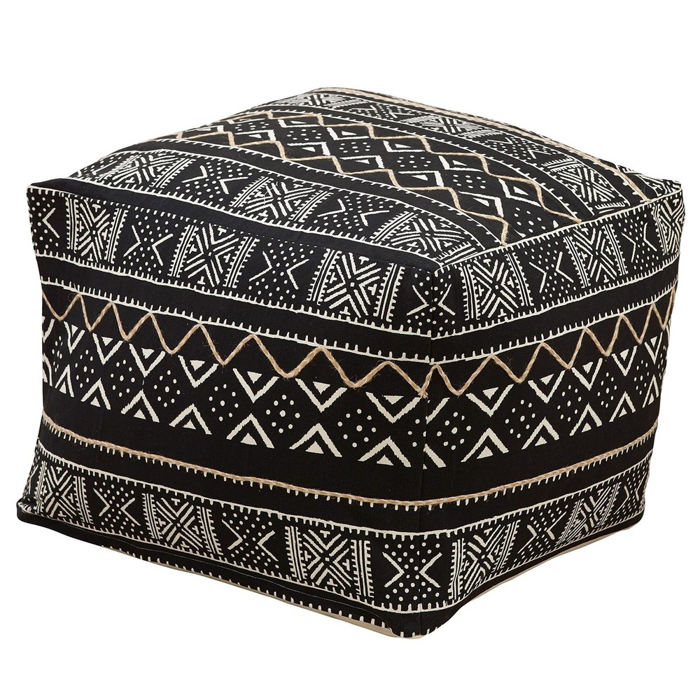 SARO LIFESTYLE Dark Mudcloth Pouf