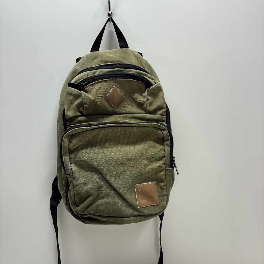 Unbranded Green Canvas Backpack 3 External Zippered Pockets