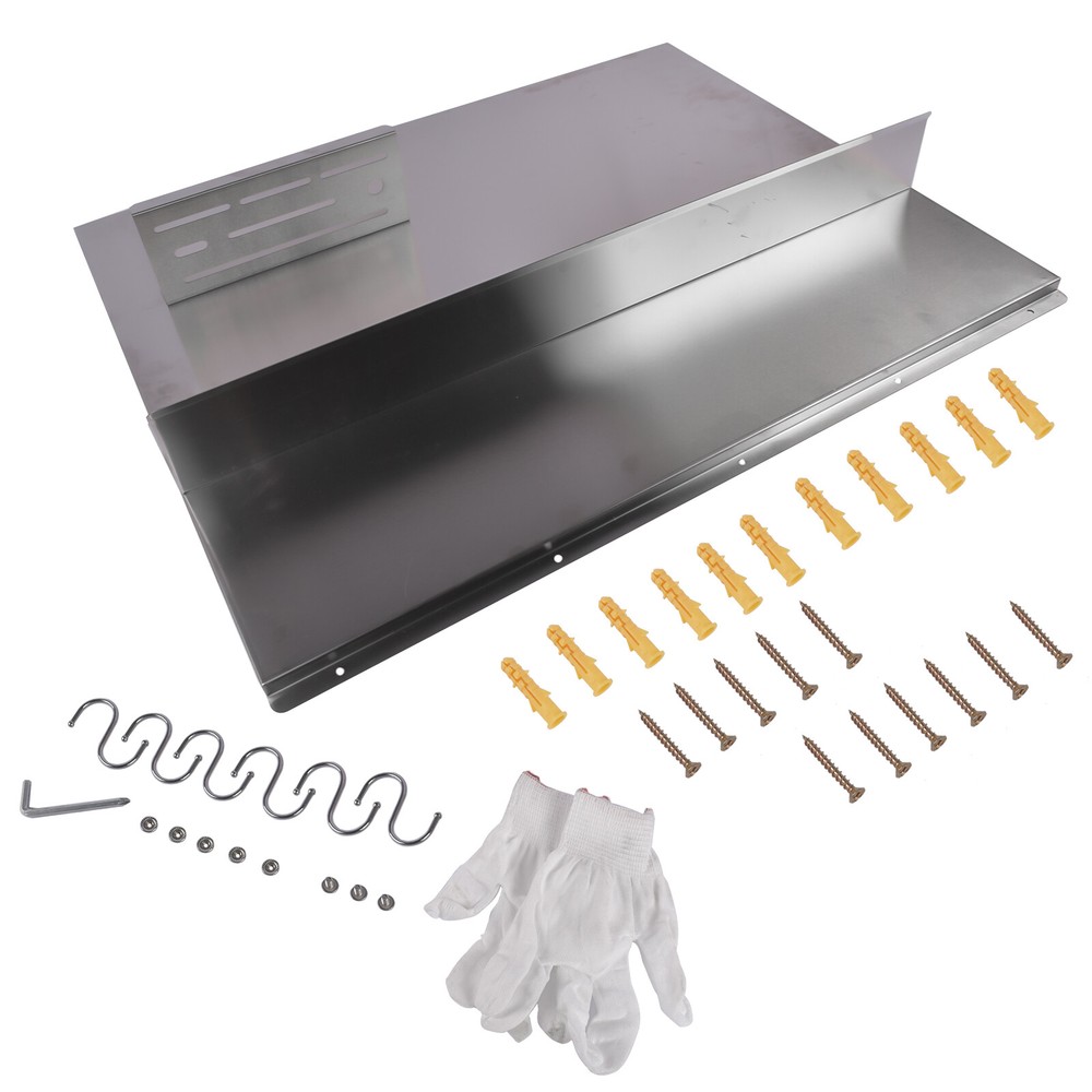 Range Backsplash w/ Shelf Hood Wall Shield Silver Splash Plate Storage