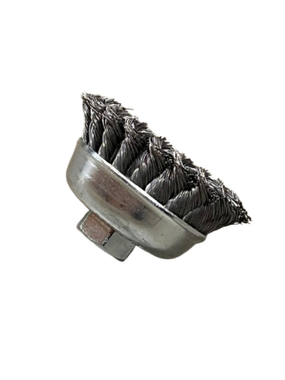 14-174 3.25" SINGLE ROW KNOTTED WIRE CUP POWER BRUSH WITH 5/8" NUT