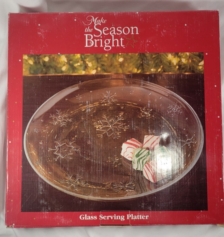 Make the Season Bright glass serving platter