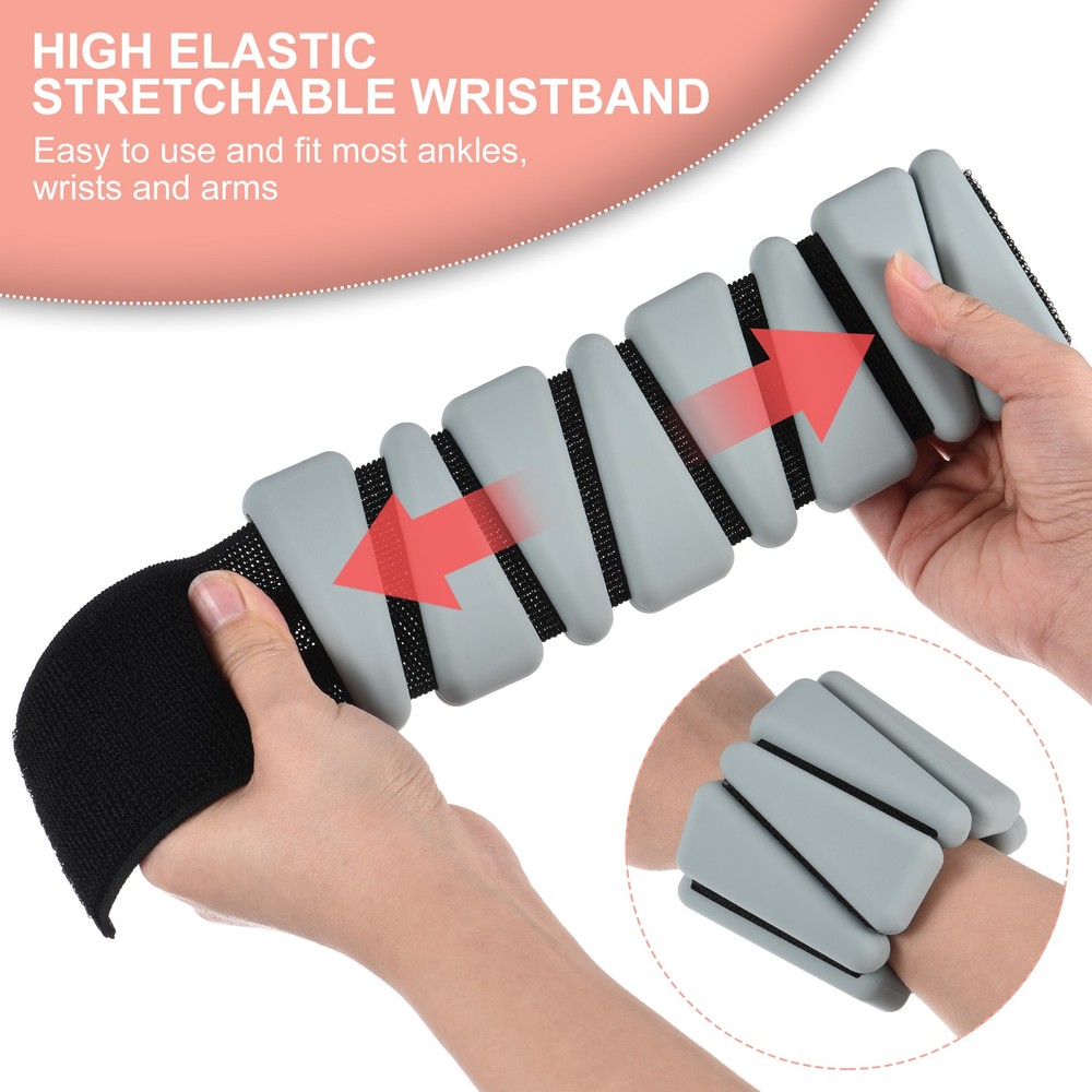 2lbs Total (1lb Each) Adjustable Wrist Ankle Weights Gray Workout Leg Weights