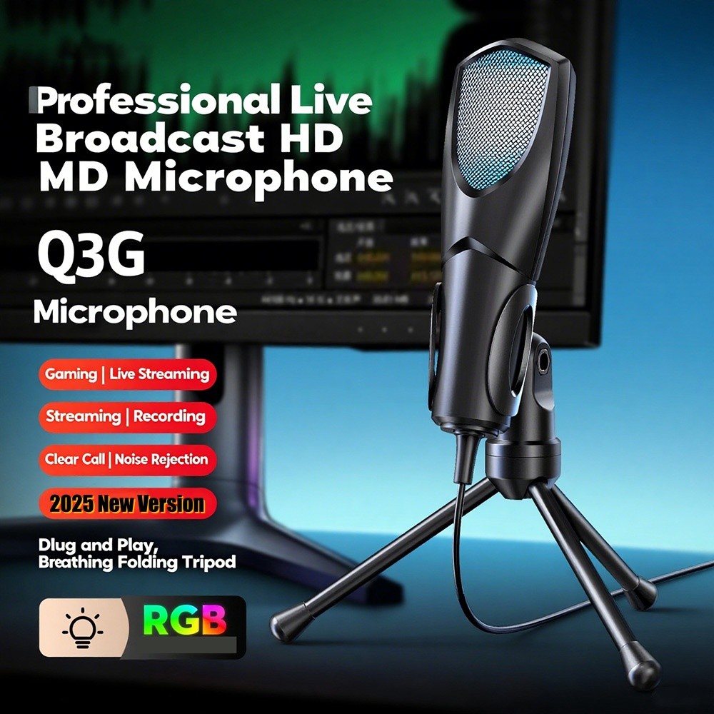Gaming Microphone USB Computer Microphone for PC Mac PS4/5 Condenser Podcast RGB