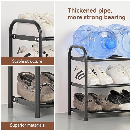 3 Tier Shoe Rack Expandable 18“-32” Adjustable Shoe 3 Tier Expandable Black