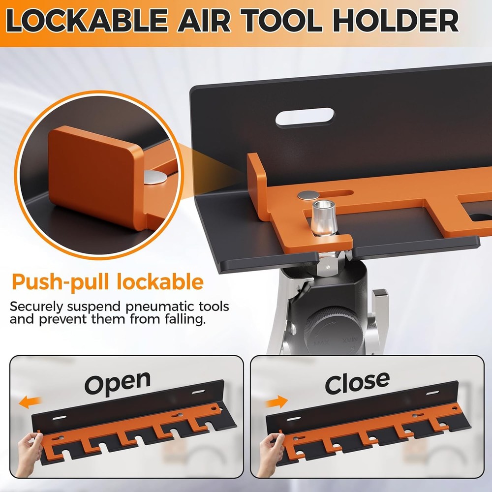 Air Tool Pneumatic Tool Holder,Wall Mount Air Tool Rack,Lockable Air Tool Hanger