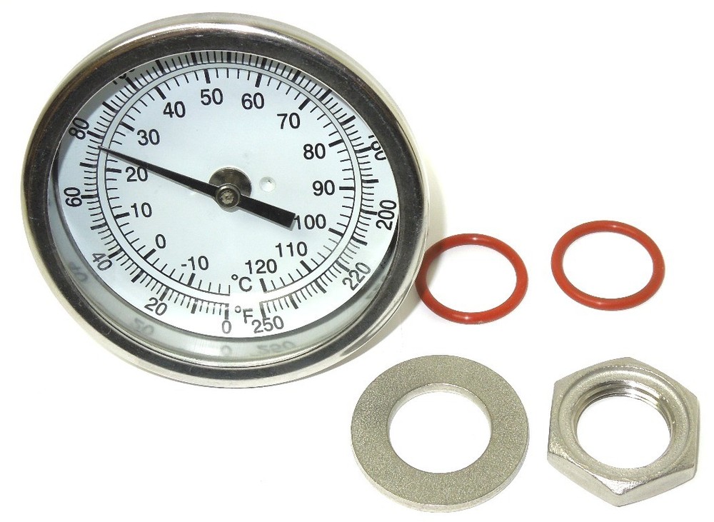 3" Weldless Thermometer Kit 2-1/2" STEM 0-250F Home Brewing Kettle Mash 555KIT