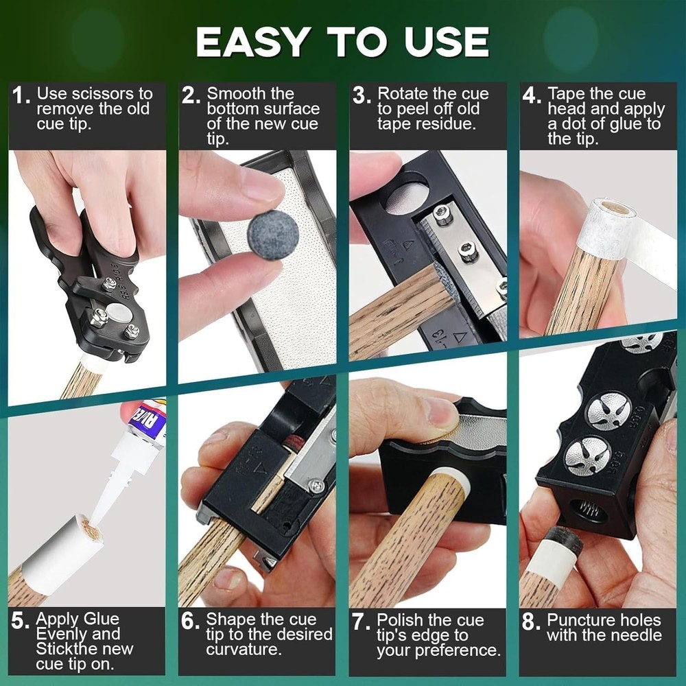 Complete Pool Cue Repair Kit: 11 Tools for Precision and Performance Enhancement