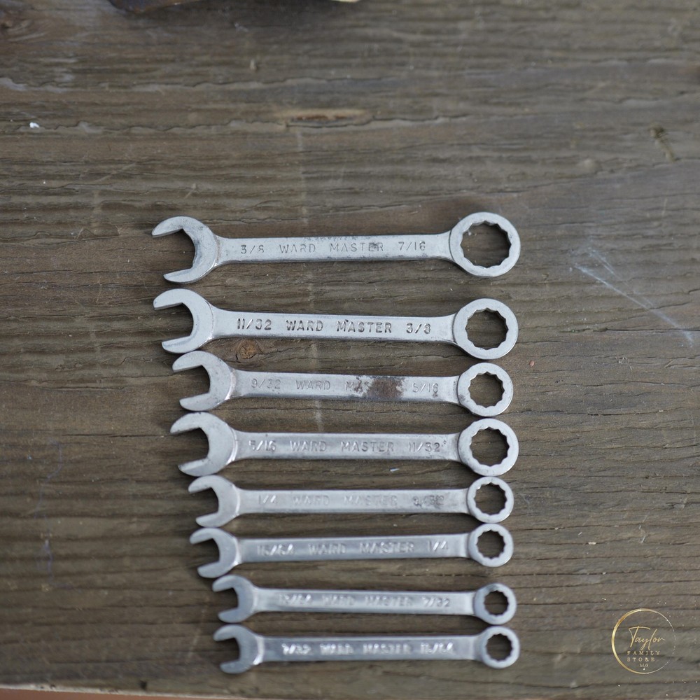 Vintage Ward Master Ignition Wrench Set SAE Combination Open Box End 8 Piece