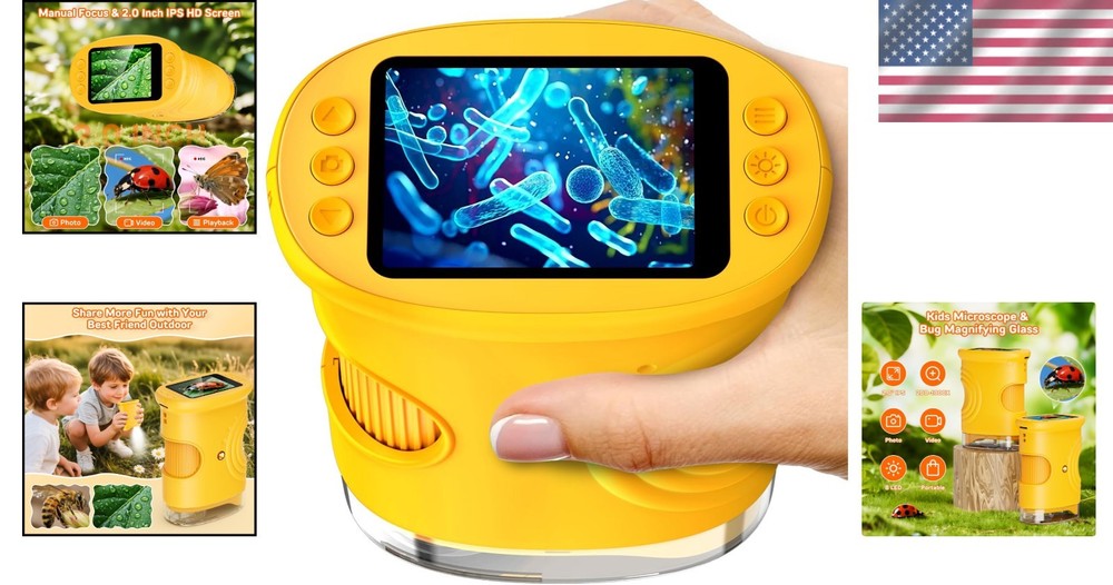 2.0" IPS Display Portable Microscope for Kids - 1000X Magnification & Easy Use