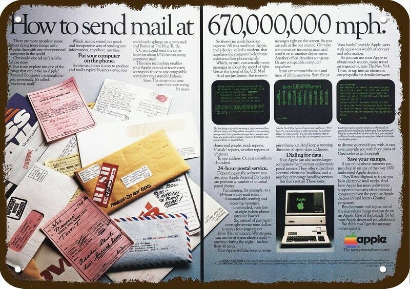 1983 APPLE COMPUTER EMAIL SYSTEM ELECTRONIC MAIL Vintage Look DECORATIVE METAL S