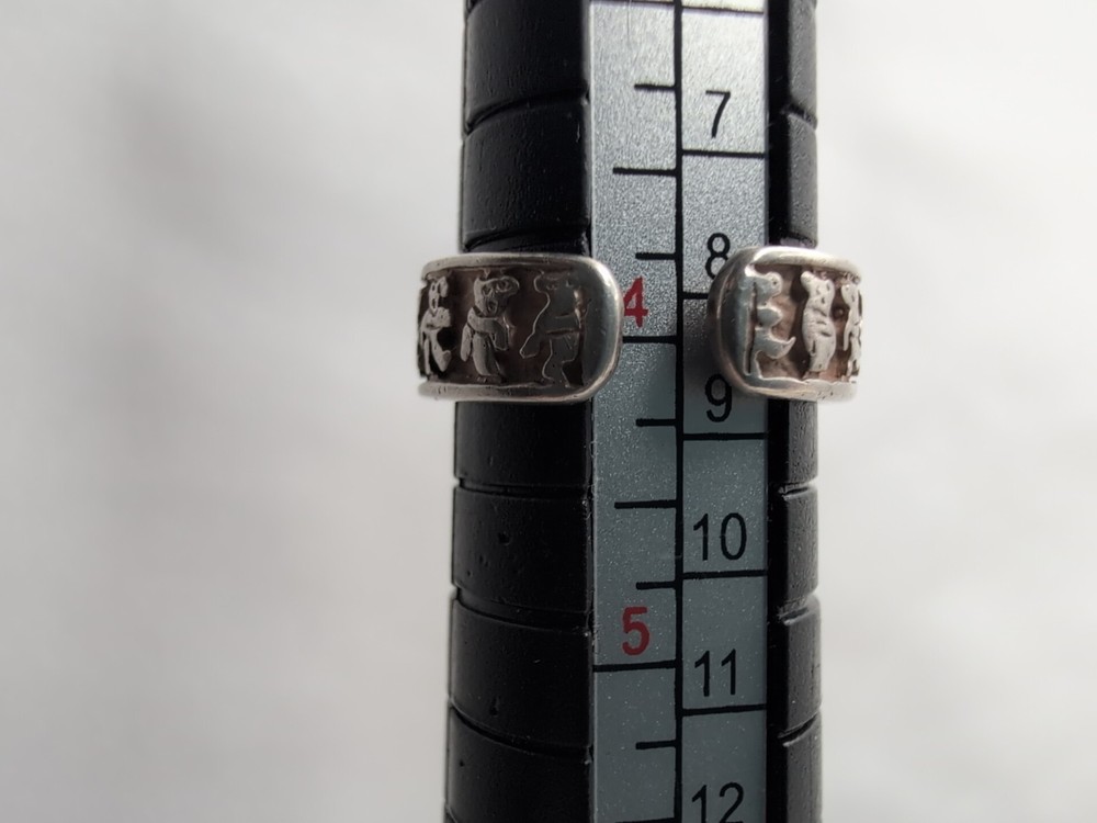 925 Sterling Grateful Dead Dancing Bears Open Adjustable Ring Rare!