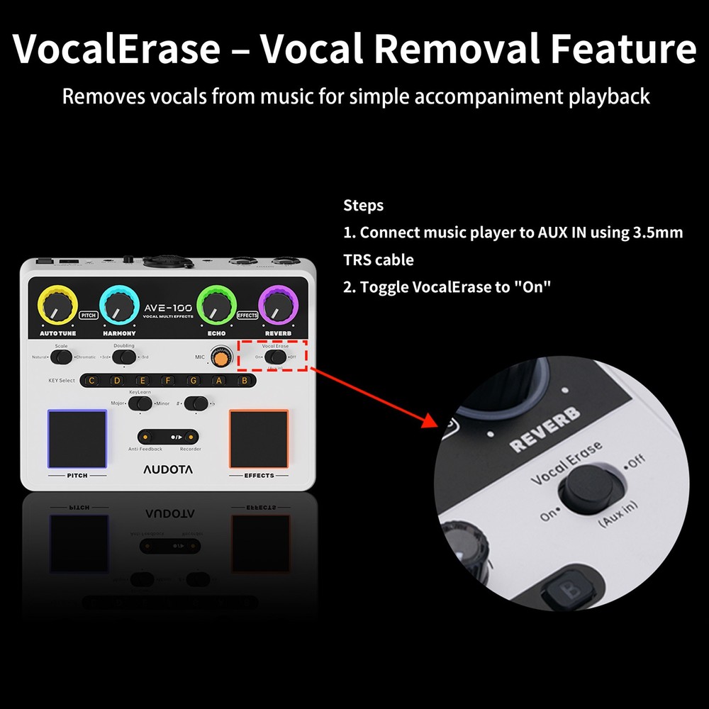 AUDOTA Vocal Processor Multi-effects Harmony Reverb Delay Pitch Correction