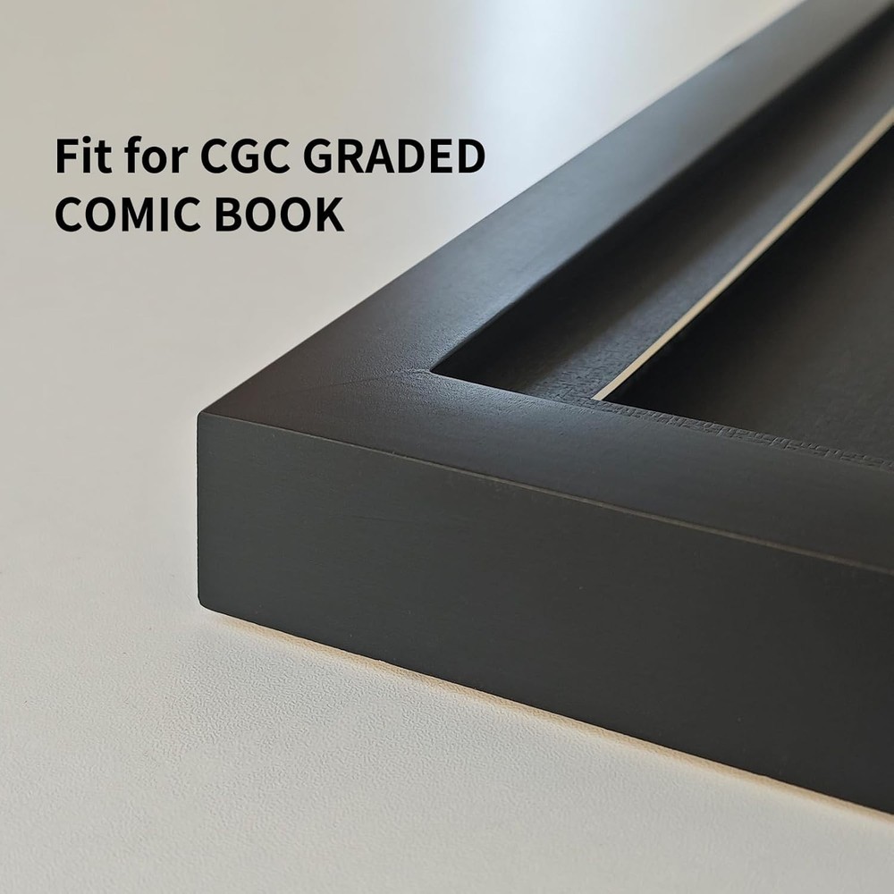 TRLRY New Single Graded Comic Book Frame Solid Wood Black Mat for CGC Comics