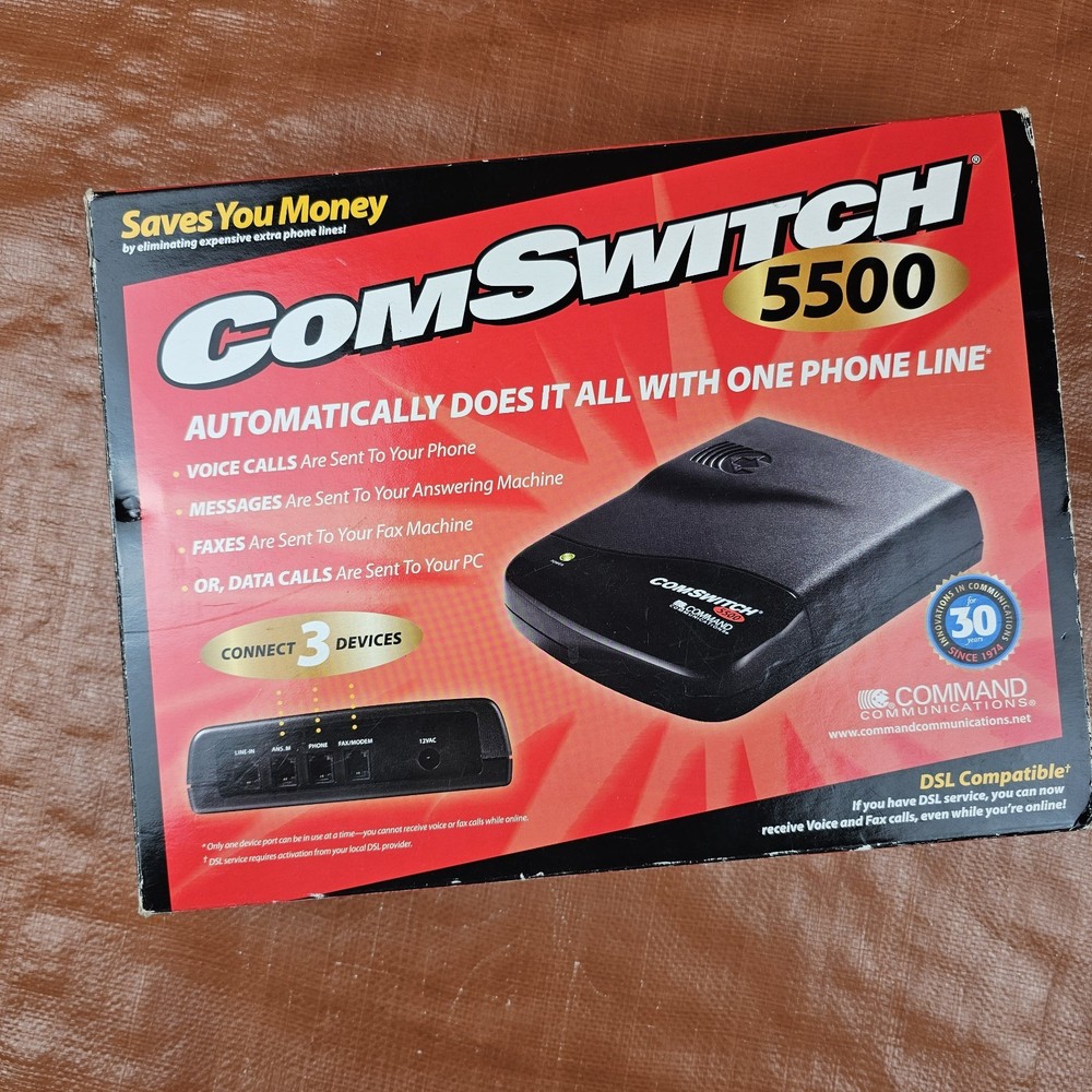 Command Communications ComSwitch 5500 Phone Fax Modem 3-Port Call Switch