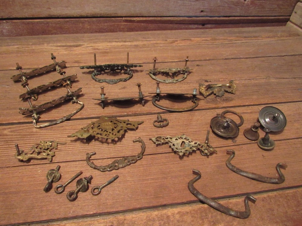 Vintage LOT Drawer Pull Handle Metal Hardware - Brass & Metal!