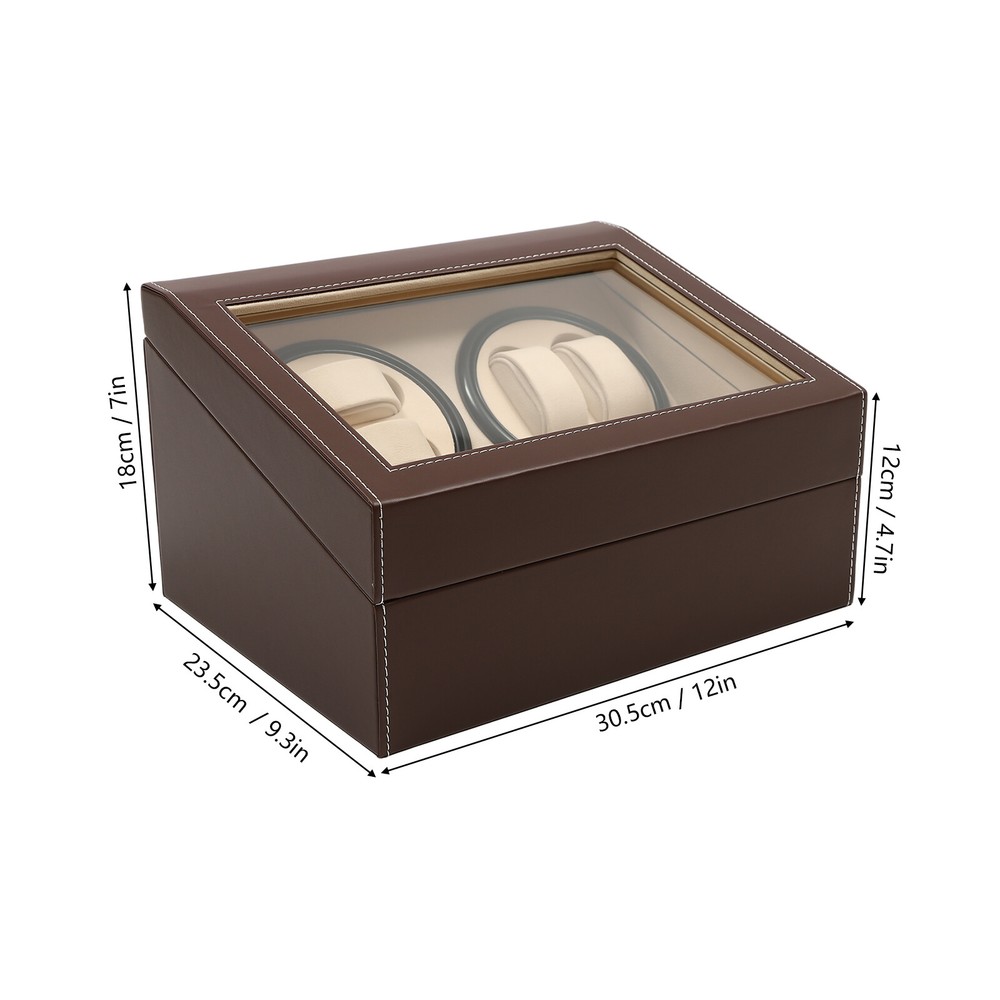 4+6 Automatic Watch Box Automatic Rotation Watch Display Storage Box Cage Brown