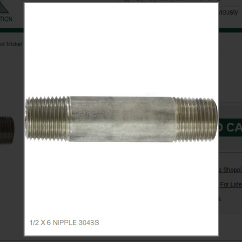 1/2 X 6 NIPPLE 304SS # 48070