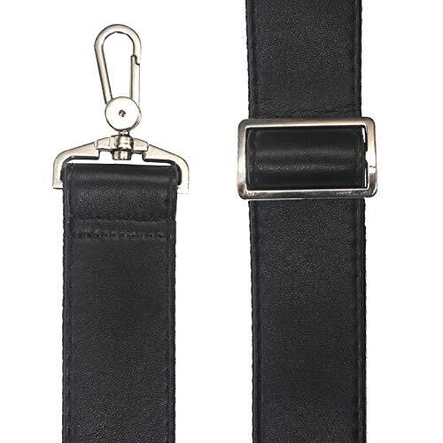 Bag Strap Replacement - Leather with Nylon - 51 Inch Long Adjustable Silver