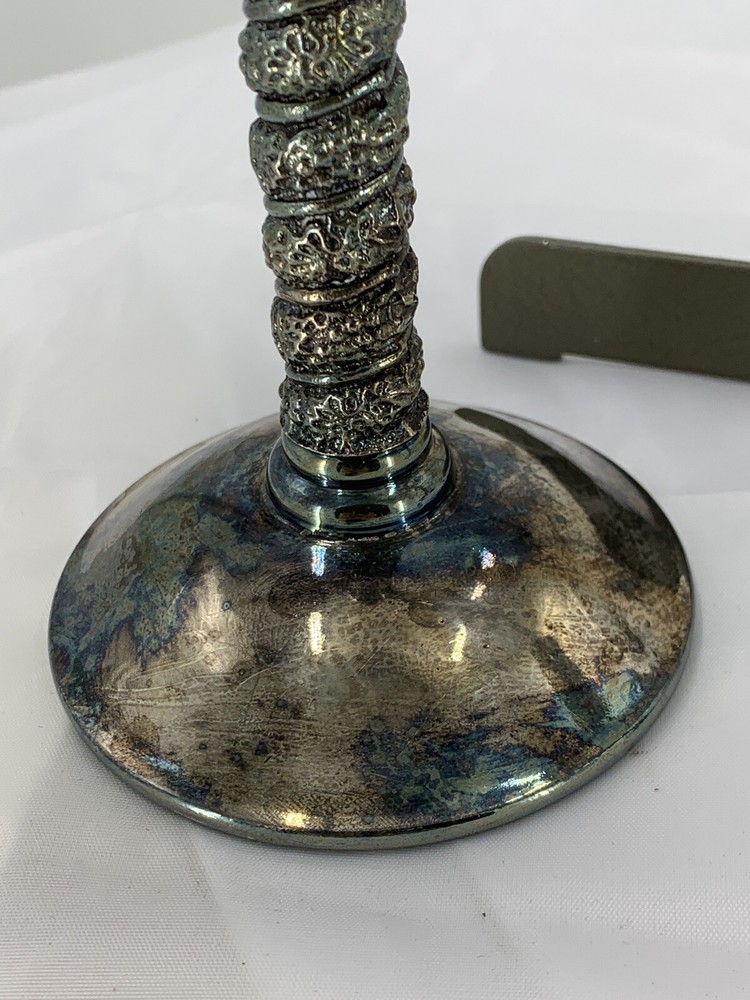 PAIR Vintage Made In SPAIN ANGULO SilverPlate Candle Holders