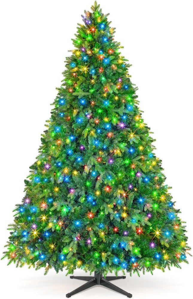 Prelit Christmas Tree Artificial with 2 Color & 8 Light-modes 6.5FT/7.5FT/9FT