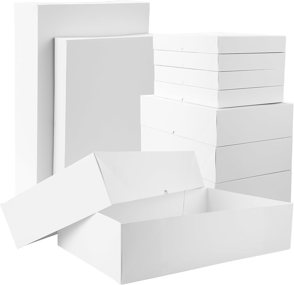 10 Sturdy White  Boxes for Presents - Premium  Boxes with