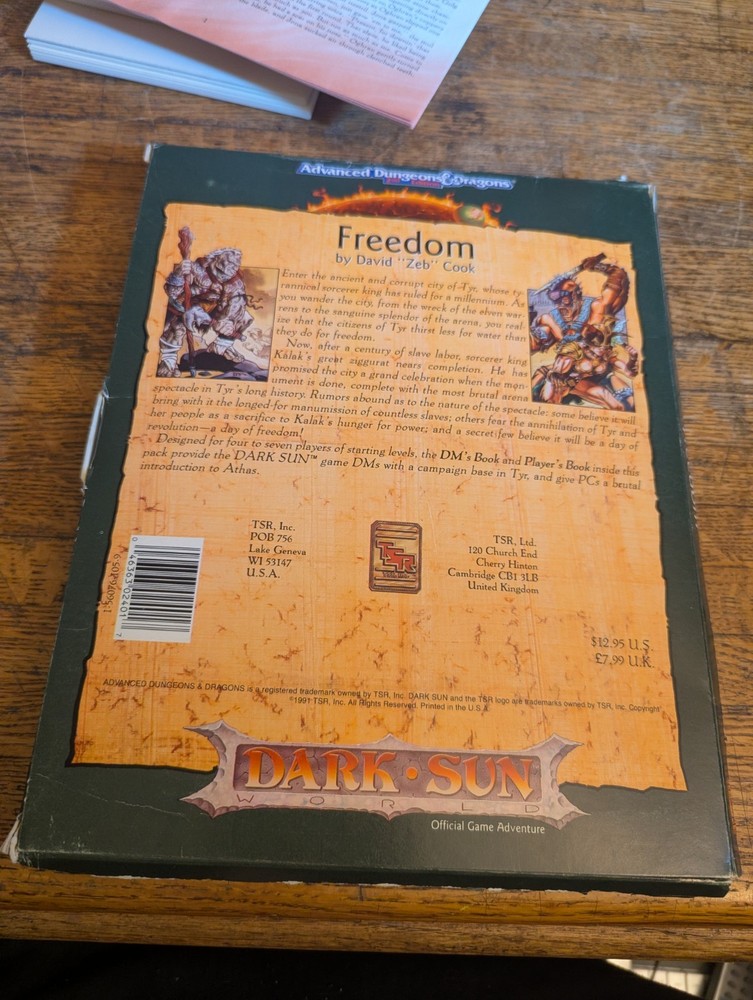 Freedom Advanced Dungeons & Dragons 2nd Edition Dark Sun Boxed Module DS1 2401