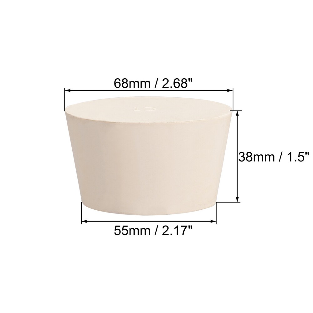 White Tapered Shaped Solid Rubber Stopper for Lab Tube Stopper Size 13