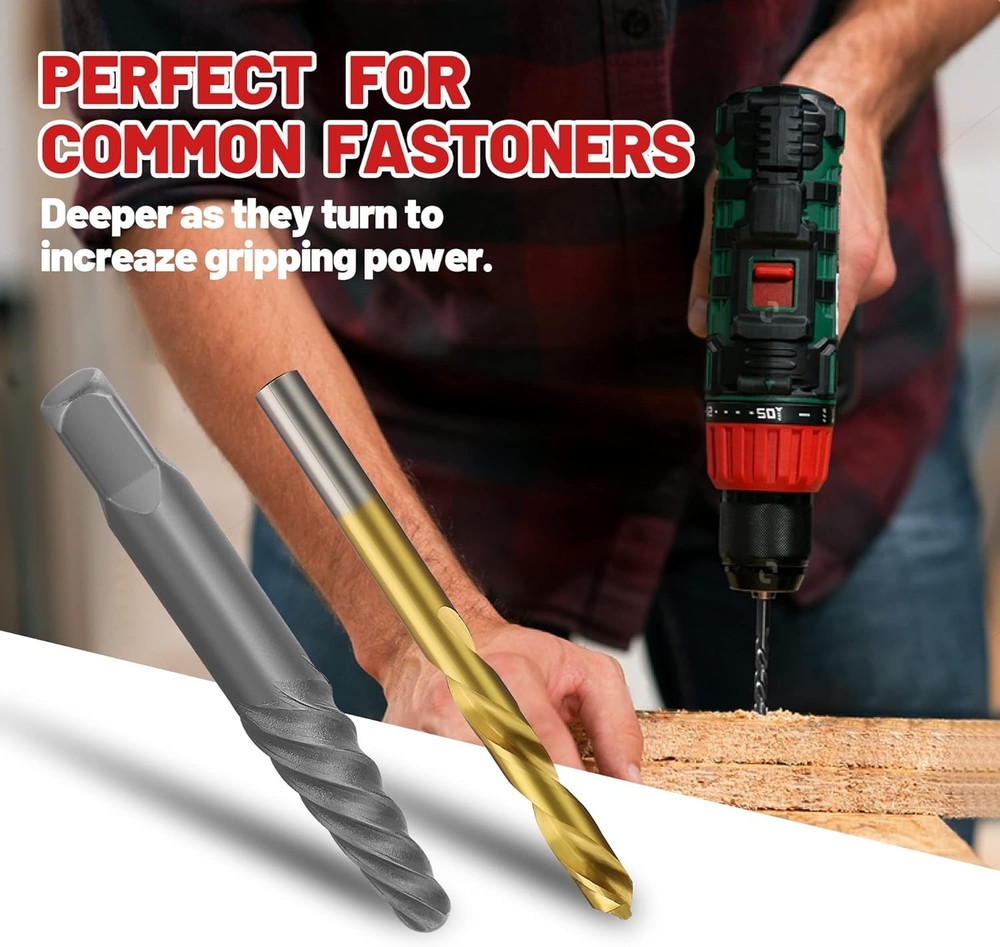 14-Piece Left Hand Drill Bit Set for Effortless Broken Bolt Extraction