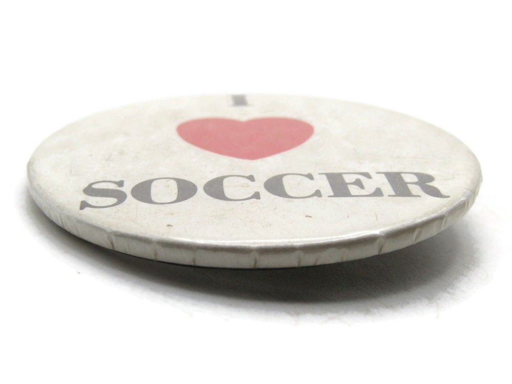I Heart Soccer Button White Button