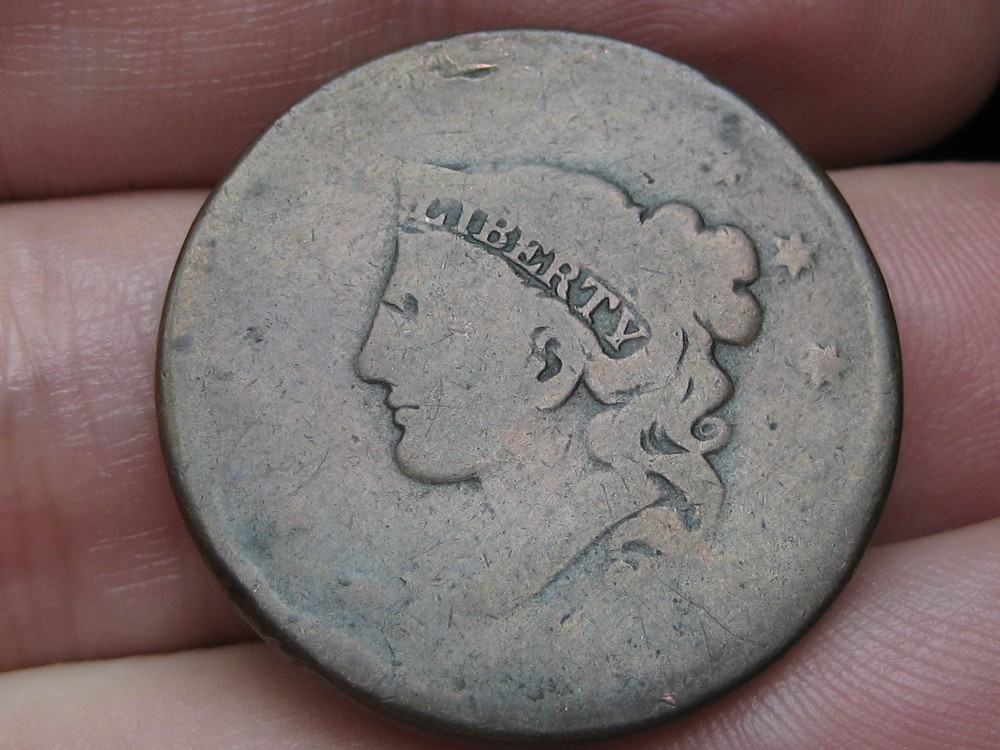 1835-1839 Matron Head Modified Large Cent Penny- Young Head