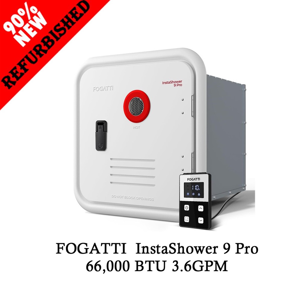 66,000BTU 3.6 GPM RV Tankless Water Heater, FOGATTI InstaShower 9 Pro, 90% NEW