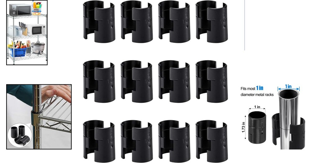 24 Pcs Wire Shelving Shelf Lock Clips - Durable ABS Replacement for 1'' Posts