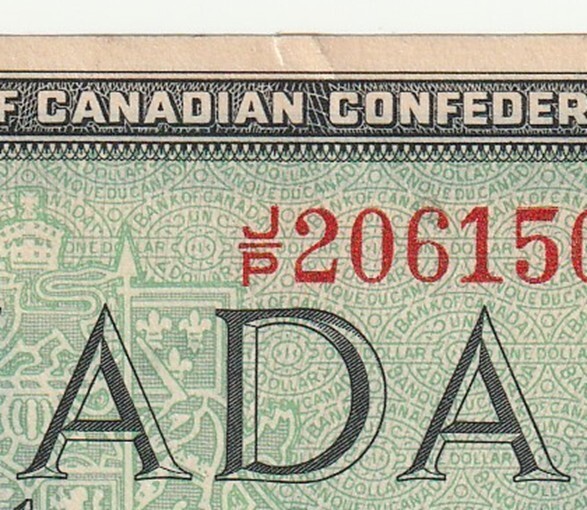 1967 CANADA, ONE DOLLAR, 2 CONSECUTIVE NUMBERS, CENTENNIAL, BEATTIE & RASMINSKY